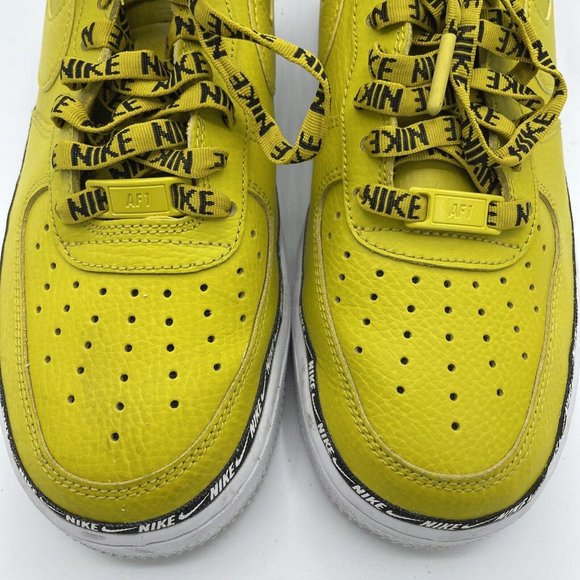 NIKE Women's Air Force 1 Low SE Premium OVERBRANDING in BRIGHT CITRON sz  9-VGUC - Picture 3 of 15